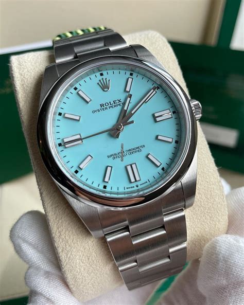 oyster perpetual tiffany blue rolex|rolex oyster perpetual 41 price.